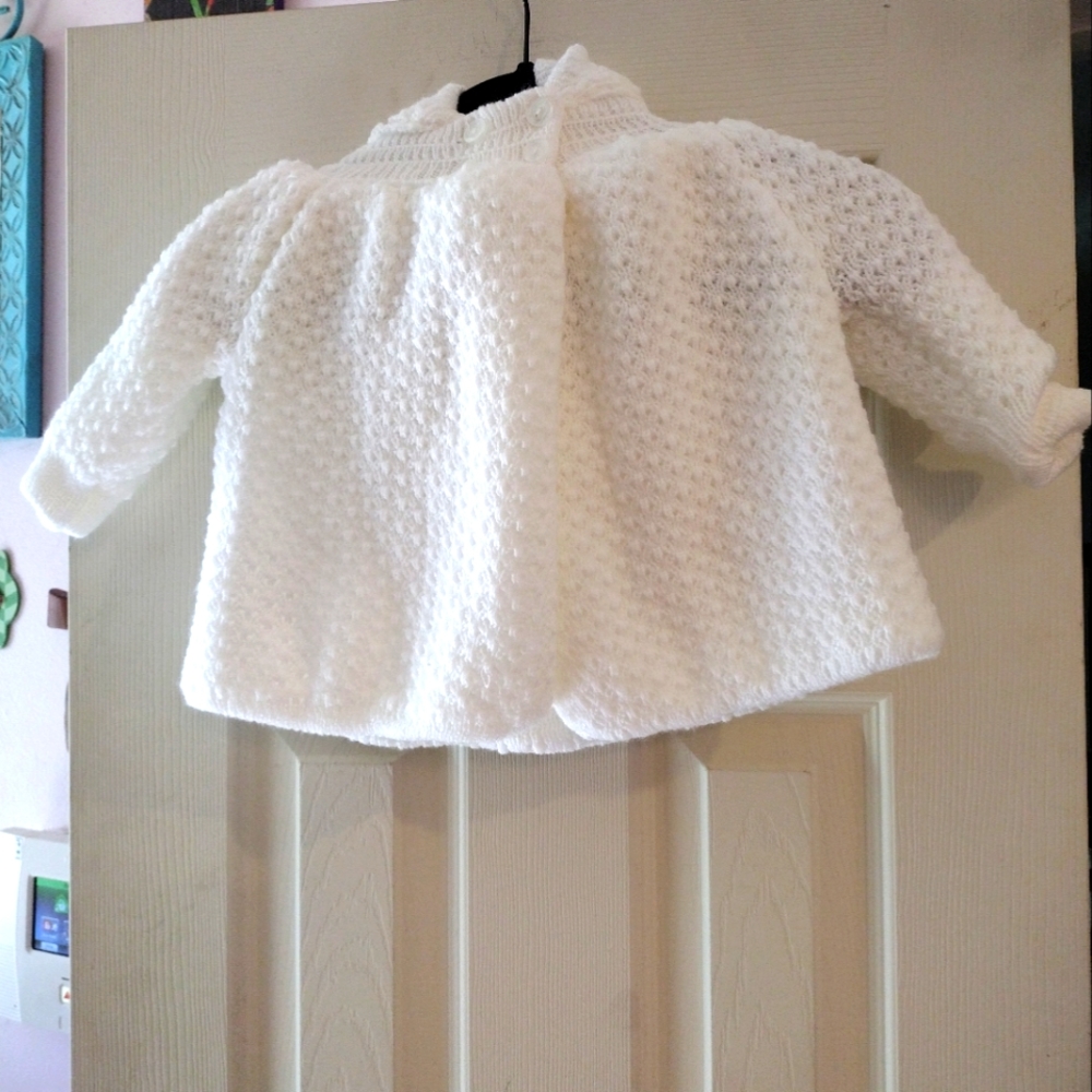 C.C Baby Girls Button Cardigan Knit Sweater Coat 0-6 Months Hooded White
